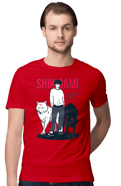 Men's t-shirt with prints Jujutsu Kaisen Megumi. Anime, dark fantasy, fushiguro, fushiguro megumi, jujutsu kaisen, magic battle, manga, megumi, mystic. 2070702