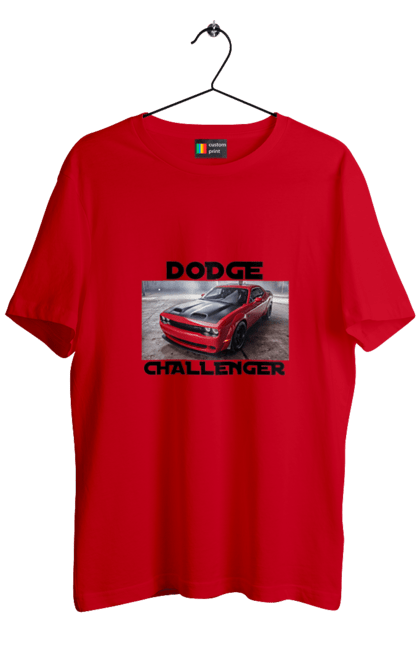 Футболка чоловіча з принтом "Додж челенджер". Авто, автомобіль, американська легенда, додж челенджер, класичний автомобіль, культове авто, масл кар, потужний автомобіль. 2070702