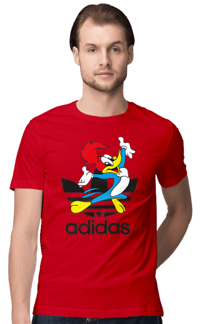 Футболка чоловіча з принтом "Adidas Вуді Вудпекер". Adidas, woody woodpecker, адідас, вуді, вуді вудпекер, дятел вуді, мультсеріал. 2070702