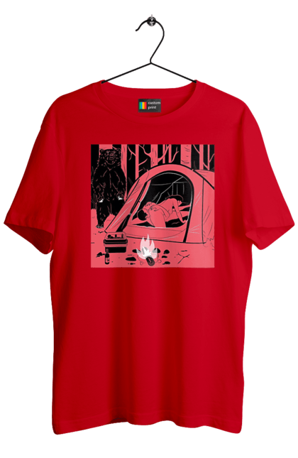 Футболка чоловіча з принтом "69 В Палатці". 69, ведмідь, ліс, палатка, секс. 2070702