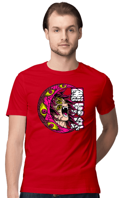 Men's t-shirt with prints Demon Slayer Kokushibo. Anime, demon slayer, eternal paradise faith, kimetsu no yaiba, kokushibo, manga, twelve kizuki, upper rank six. 2070702