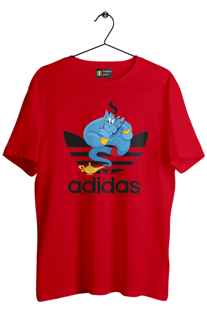 Футболка мужская с принтом Adidas Джинни. Adidas, aladdin, genie, адидас, аладдин, джинни, мультфильм, персонаж. 2070702