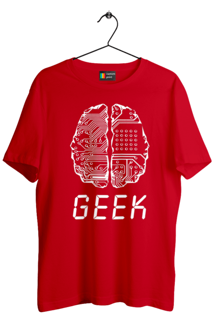 Футболка чоловіча з принтом "Гик Мозок". Айті, айтішник, гик, знання, інженер, кібер, кібернетика, кіборг, код, комп, комп’ютерник, кристал, мікросхема, мозок, програміст, професіонал, професссія, розробник, розум, чіп. 2070702