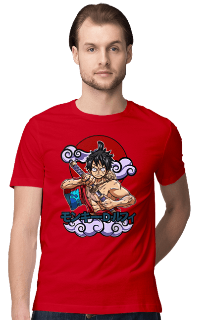 Men's t-shirt with prints One Piece Luffy. Anime, luffy, manga, monkey de luffy, one piece, pirates. 2070702