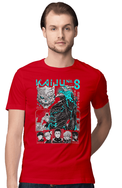 Men's t-shirt with prints Kaiju № 8 Kafka Hibino. Anime, hibino kafka, kafka hibino, kaiju, kaiju 8, kaiju 8, kaiju № 8, manga. 2070702