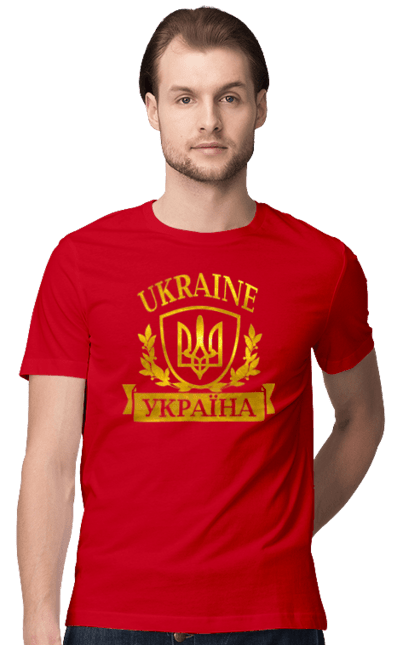 Футболка чоловіча з принтом "Герб України". Герб, герб україни, доброго вечора, з гербом україни, з тризубом, зсу, патріотична, прапор. 2070702