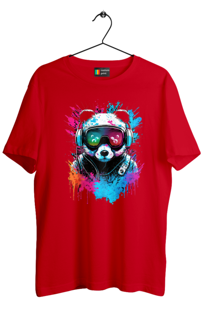 Футболка чоловіча з принтом "Панда в VR шолом". Віртуальна реальність, гік, панда, персонаж, шолом. 2070702