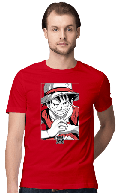 Men's t-shirt with prints One Piece Luffy. Anime, luffy, manga, monkey de luffy, one piece, pirates. 2070702