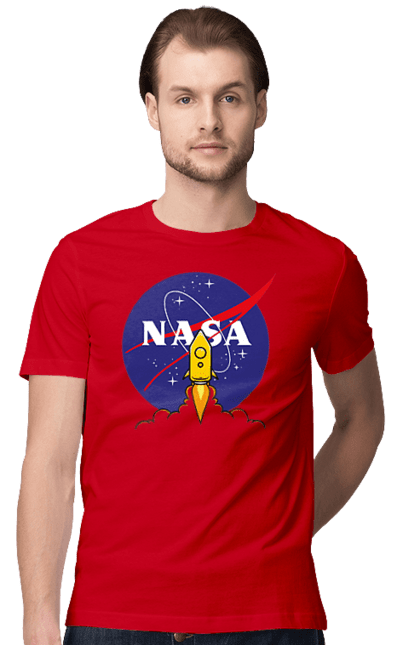 Футболка чоловіча з принтом "NASA". Авіація, астронавтика, дослідження, космічний, космонавтика, космос, наука, повітроплавання, політ, ракета, сша, технології. futbolka.stylus.ua