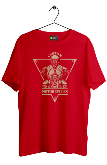 Футболка чоловіча з принтом "Скелет на мотоциклі". Драйв, мотоцикл, скелет. 2070702