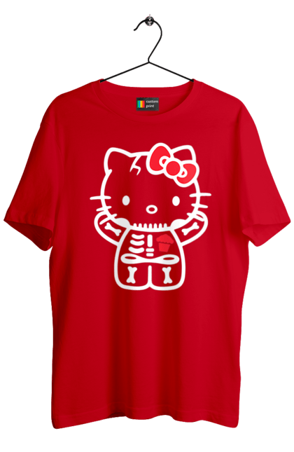 Men's t-shirt with prints Hello Kitty Halloween. Brand, character, halloween, hello kitty, kitten, kitty, skeleton, zombie. 2070702