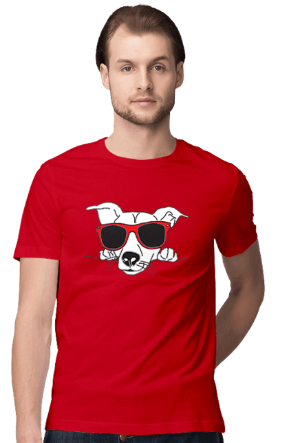 Men`s t-shirt with prints The Dog Peeks Out. Dog, glasses, peep out. 2070702