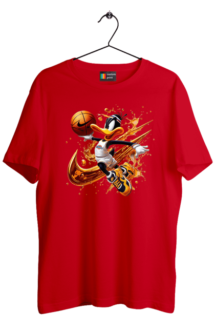 Men's t-shirt with prints Daffy Duck Nike. Cartoon, character, daffy duck, duck, looney tunes, merrie melodies, nike, warner brothers. 2070702