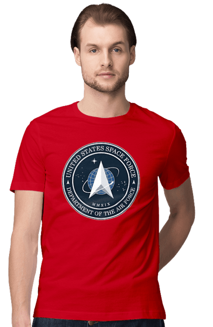 Men's t-shirt with prints United States Space Force. Emblem, political, politics, space, space force, space travel, united states, ussf. 2070702