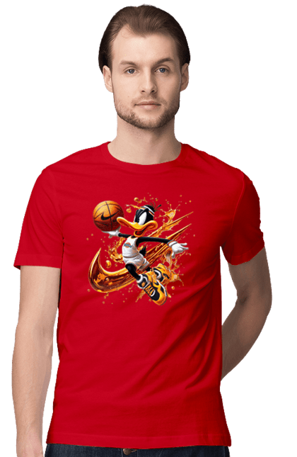 Men's t-shirt with prints Daffy Duck Nike. Cartoon, character, daffy duck, duck, looney tunes, merrie melodies, nike, warner brothers. 2070702