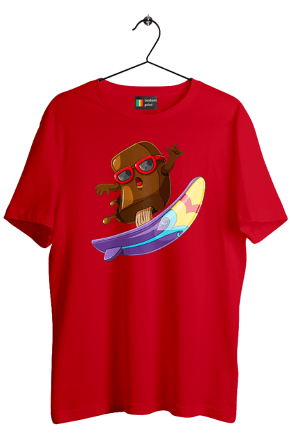 Футболка чоловіча з принтом "Мороженко На Серфі". Літо, морозиво, окуляри, серфінг. 2070702