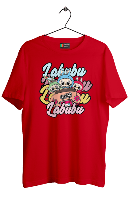 Футболка чоловіча з принтом "Лабубу". Іграшка лабубу, лабубу, лабубу кока кола, мерч лабубу, мила, рожева лабубу, смішна лабубу. 2070702