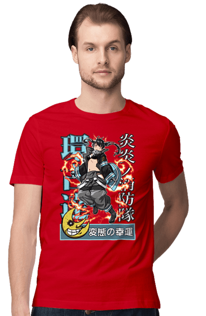 Men's t-shirt with prints Fire Force Shinra Tamaki Kotatsu. Anime, fire force, firefighter, manga, tamaki kotatsu. 2070702