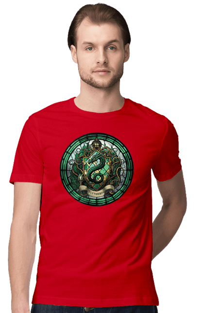 Футболка чоловіча з принтом "Slytherin". Hogwarts legacy, playstation, ps5, гаррі поттер, грифіндор, слизерин, хогвартс, школа чаклунства. PrintMarket - інтернет-магазин одягу та аксесуарів з принтами плюс конструктор принтів - створи свій унікальний дизайн