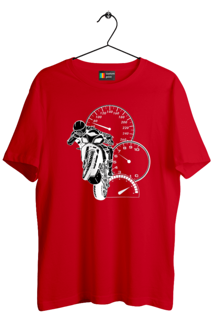 Футболка чоловіча з принтом "Мотоцикл І Швидкість Білий". Мото, мотоцикл, швидкість. 2070702