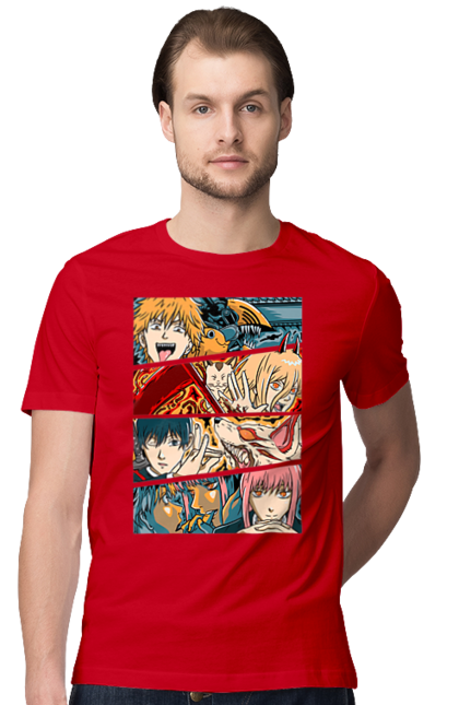 Men's t-shirt with prints Chainsaw Man. Anime, chainsaw man, demon, denji, manga, pochita, shonen. 2070702