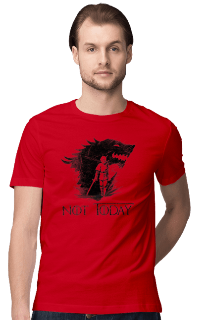 Men's t-shirt with prints Game of Thrones Arya. Arya, game, got, not today, stark, starks, thrones, tv show, wolf, wolves. 2070702