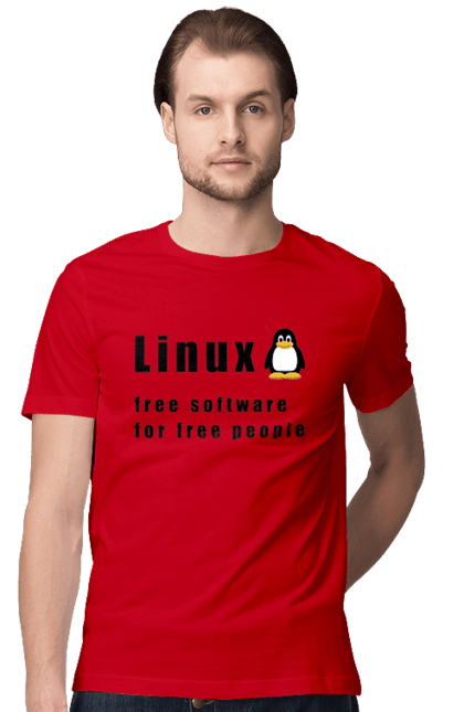 Футболка чоловіча з принтом "Linux Вільний Для Вільних". Linux, адміністратор, айті, айтішник, безкоштовна, безкоштовно, вільна, доступність, незалежність, операційна система, ос, пінгвін, програміст, програмне забезпечення, свобода, сервер, сисадмін, система, системний адміністратор, софт, текст, чорний. 2070702