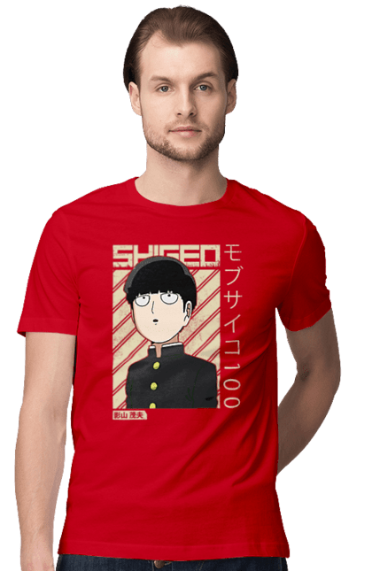 Футболка мужская с принтом Shigeo Kageyama 2. Anime, manga, mob psycho 100, shigeo kageyama, аниме, манга, моб, моб психо 100, сигэо кагэяма. 2070702