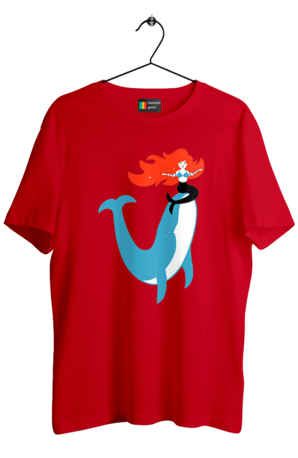 Футболка чоловіча з принтом "Русалка І Кит". Кит, море, русалка. 2070702