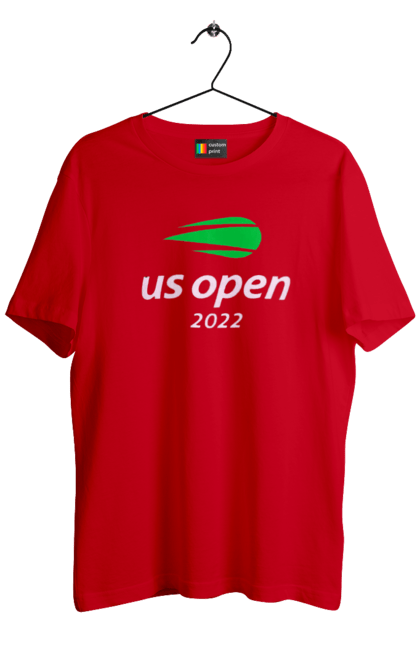 Футболка чоловіча з принтом "Тенісний турнір US Open 2022". Великий теніс, відкритий чемпіонат, гравці, м`яч, нью йорк, призовий фонд, ракетка, турнірна сітка, хард, чемпіонат америки. 2070702