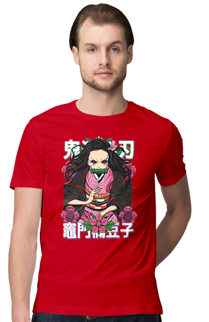 Men's t-shirt with prints Demon Slayer Nezuko. Anime, demon slayer, kimetsu no yaiba, manga, nezuko, serial. 2070702