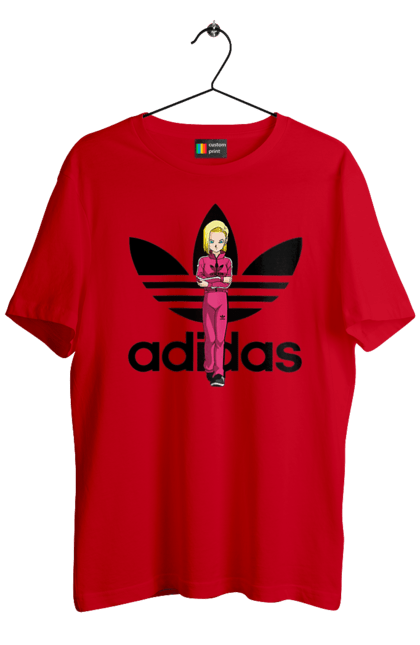 Футболка мужская с принтом Adidas Андроид 18. Adidas, android 18, dragon ball, адидас, андроид 18, аниме, жемчуг дракона, киборг, манга, сериал. 2070702