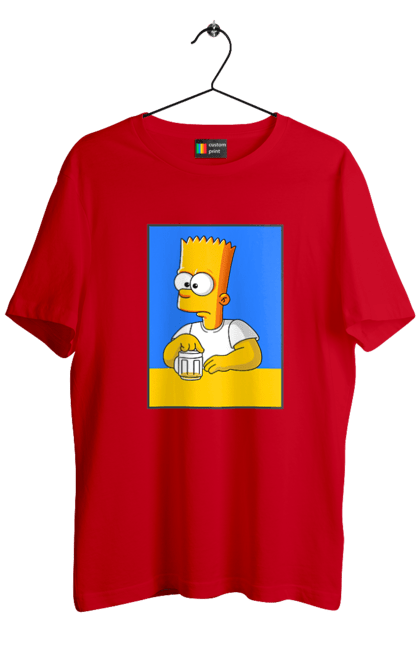 Футболка чоловіча з принтом "Барт любитель пива". Барт, барт сімпсон, мультперсонажі, мультфільми, сімпсони, український прапор. 2070702