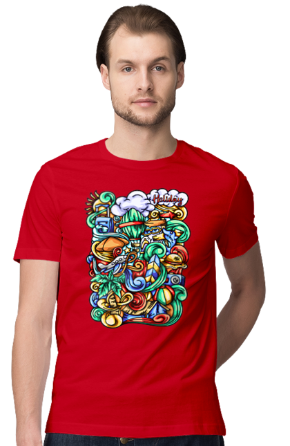 Футболка чоловіча з принтом "Канікули відпочинок арт". Відпочинок, канікули, літо, море, пляж, подорож. 2070702