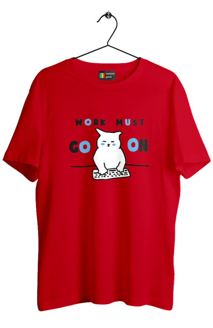 Футболка чоловіча з принтом "Робота не вовк". Айті, кіт, коти, котики, робота. 2070702