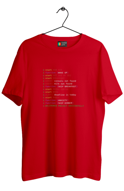 Футболка чоловіча з принтом "Життя програміста". Angular, c, css, html, it, javascript, jquery, php, python, react, svelt, vue, айтишник, айті, гумор, код, кодувати, прогер, програміст, програмісти, ти ж, ти ж програміст, тиж програміст. KRUTO.  Магазин популярних футболок