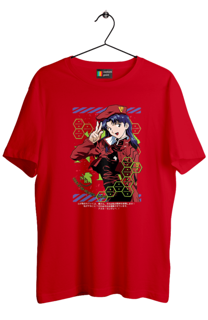 Men's t-shirt with prints Evangelion Misato. Angel, anime, eva 01, evangelion, eve, manga, misato, misato katsuragi, neon genesis evangelion. 2070702