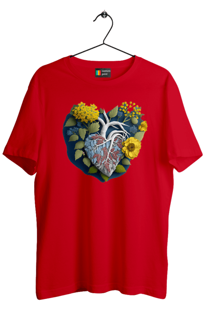 Футболка чоловіча з принтом "Серце квіти". Люблю україну, перемога україни, серце, символи україни, соняшник, традиції україни, україна. 2070702