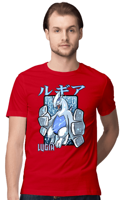 Men's t-shirt with prints Pokemon Lugia. Anime, games, lugia, nintendo, pokemon, pokemon go. 2070702