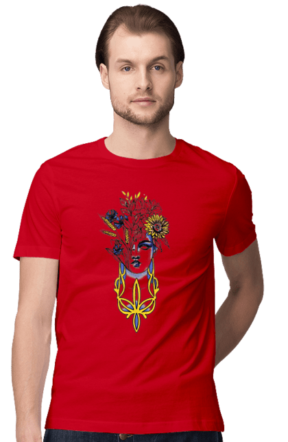 Футболка чоловіча з принтом "Українка". Жінка, соняшник, українка. 2070702