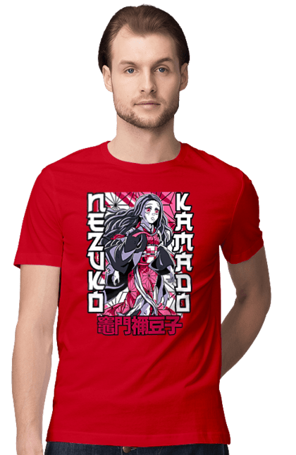 Men's t-shirt with prints Demon Slayer Nezuko. Anime, demon slayer, kimetsu no yaiba, manga, nezuko, serial. 2070702