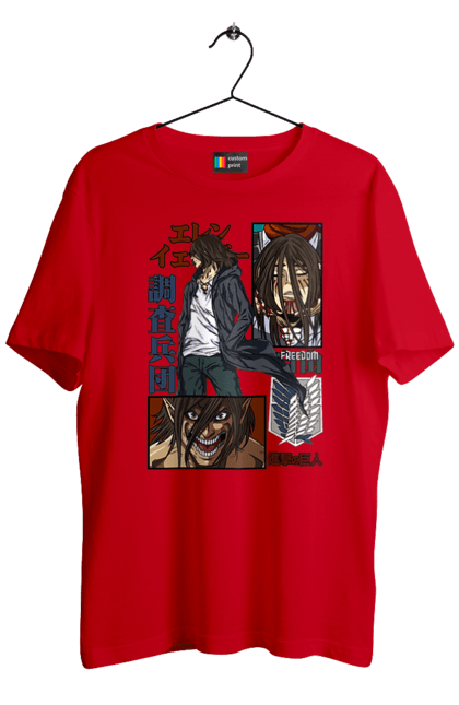 Men's t-shirt with prints Attack on Titan Eren. Action film, anime, attack on titan, dark fantasy, drama, eren, eren jaeger, manga, post-apocalyptic. 2070702