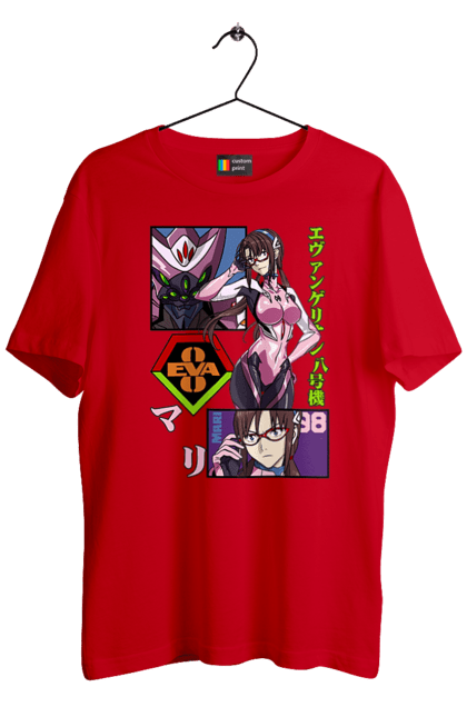 Men's t-shirt with prints Evangelion Mari. Angel, anime, eva 02, eva 05, evangelion, manga, mari, mari makinami illustrious, neon genesis evangelion. 2070702