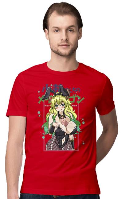 Men's t-shirt with prints Miss Kobayashi's Dragon Maid Lucoa. Anime, dragon, lucoa, manga, quetzalcoatl, quetzalcoatlus. 2070702