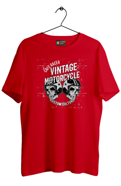 Футболка чоловіча з принтом "мото вантажу". Вінтаж, мото, череп, шолом. 2070702