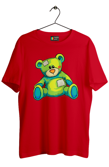 Men's t-shirt with prints Teddy bear. Animal, bear, gift, kisses, old, patches, teddy, teddy bear, toy, vintage. 2070702