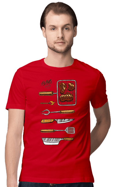 Футболка чоловіча з принтом "Барбекю Паті". Барбекю, м`ясо, смажити. 2070702