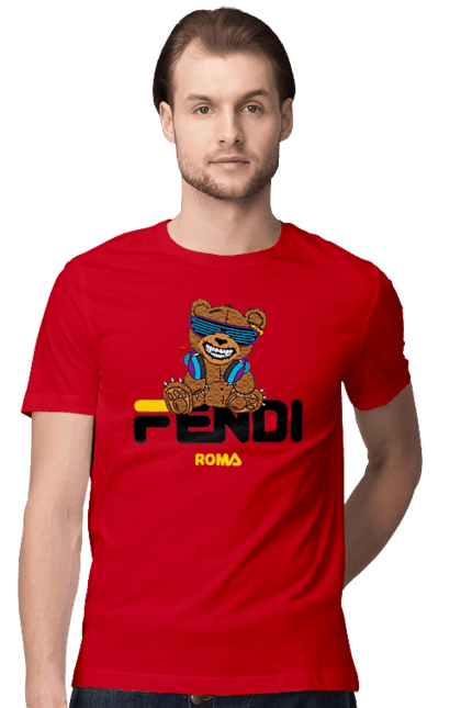 Футболка чоловіча з принтом "Fendi". Fendi, бренд, будинок моди, ведмедик, італія, люкс, мода, одяг, сумка, фенді. 2070702