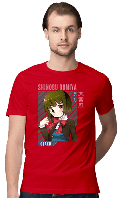 Men's t-shirt with prints Kiniro Mosaic Shinobu Omiya. Anime, gold mosaic, kiniro mosaic, kinmoza, manga, shinobu, shinobu omiya. 2070702