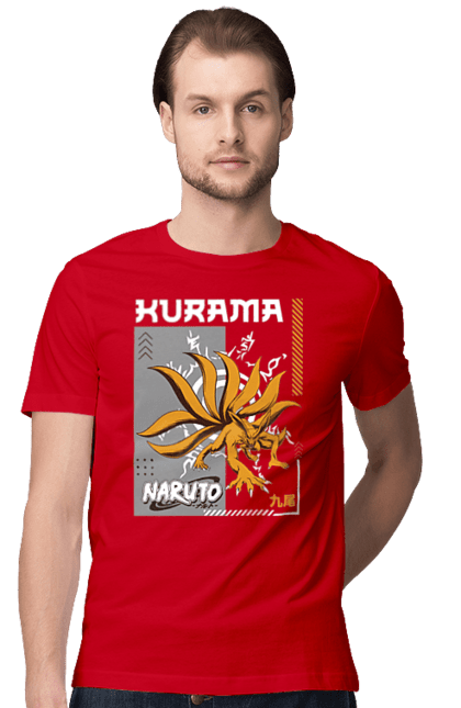 Футболка мужская с принтом Наруто Курама. Kurama, naruto, аниме, курама, манга, наруто, ниндзя, персонаж, сериал. 2070702